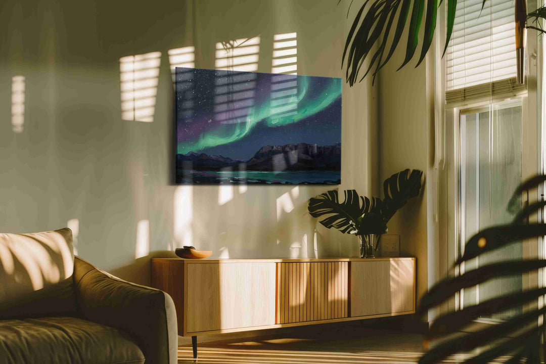 Aurora's Midnight Dance – landscape canvas wall art, gallery-wrapped, ready to hang