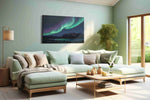 Aurora's Midnight Dance landscape canvas print, hanging on wall