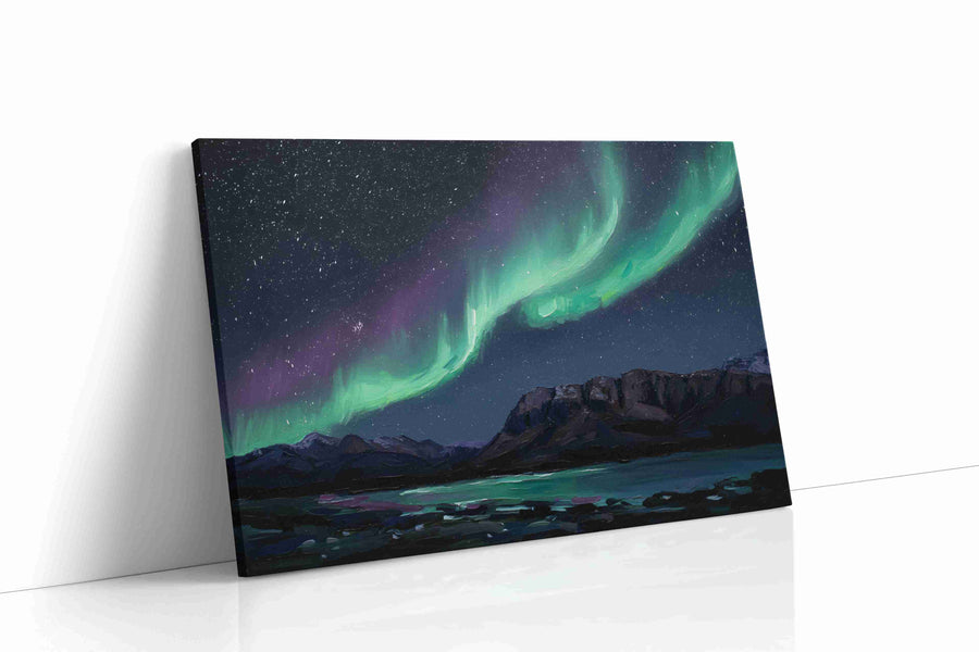 Celestial Dance Over Mountains landscape canvas print gallery-wrapped landscape canvas studio shot