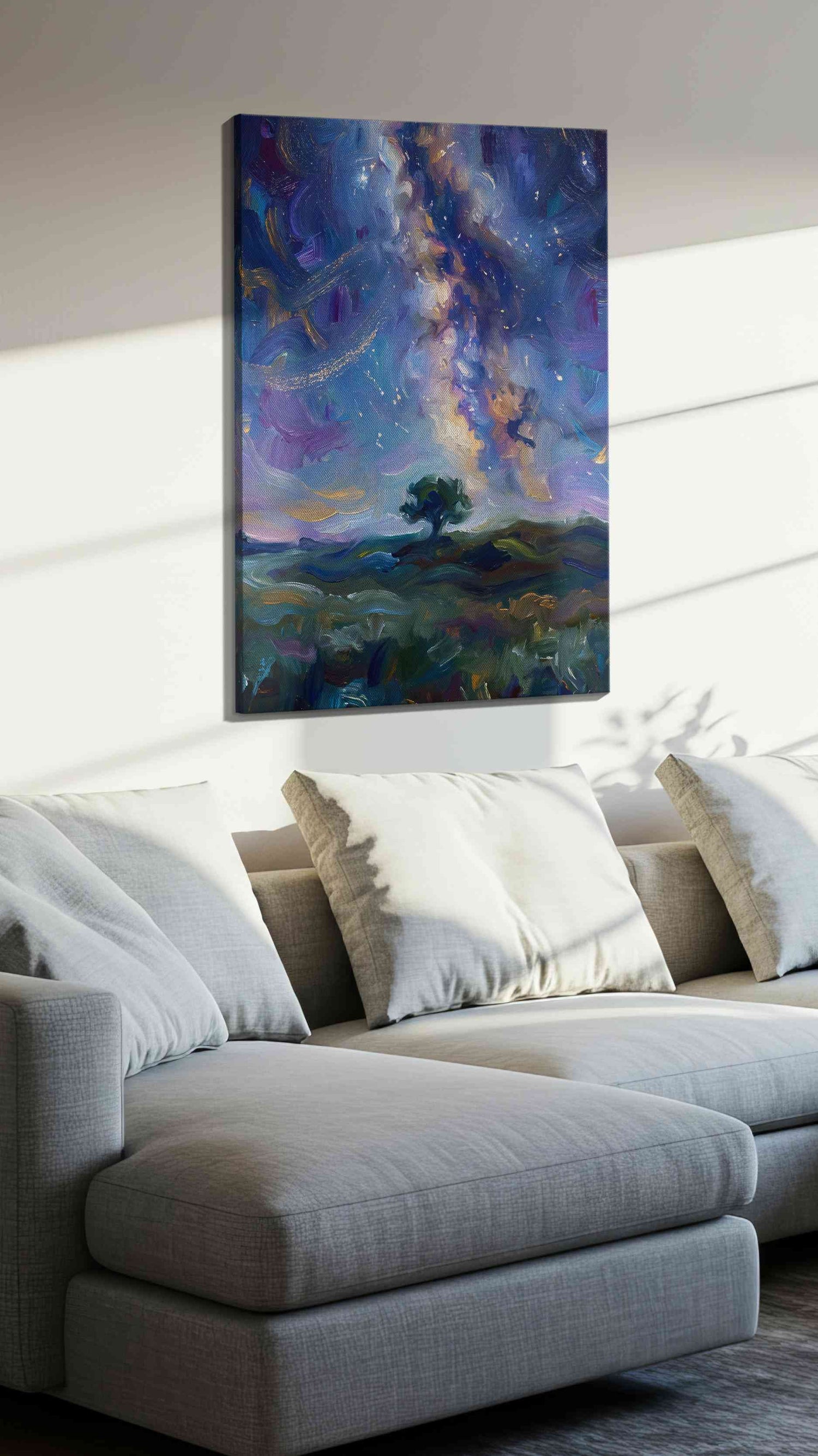 Celestial Dreams Over Lone Tree – landscape canvas wall art, gallery-wrapped, ready to hang