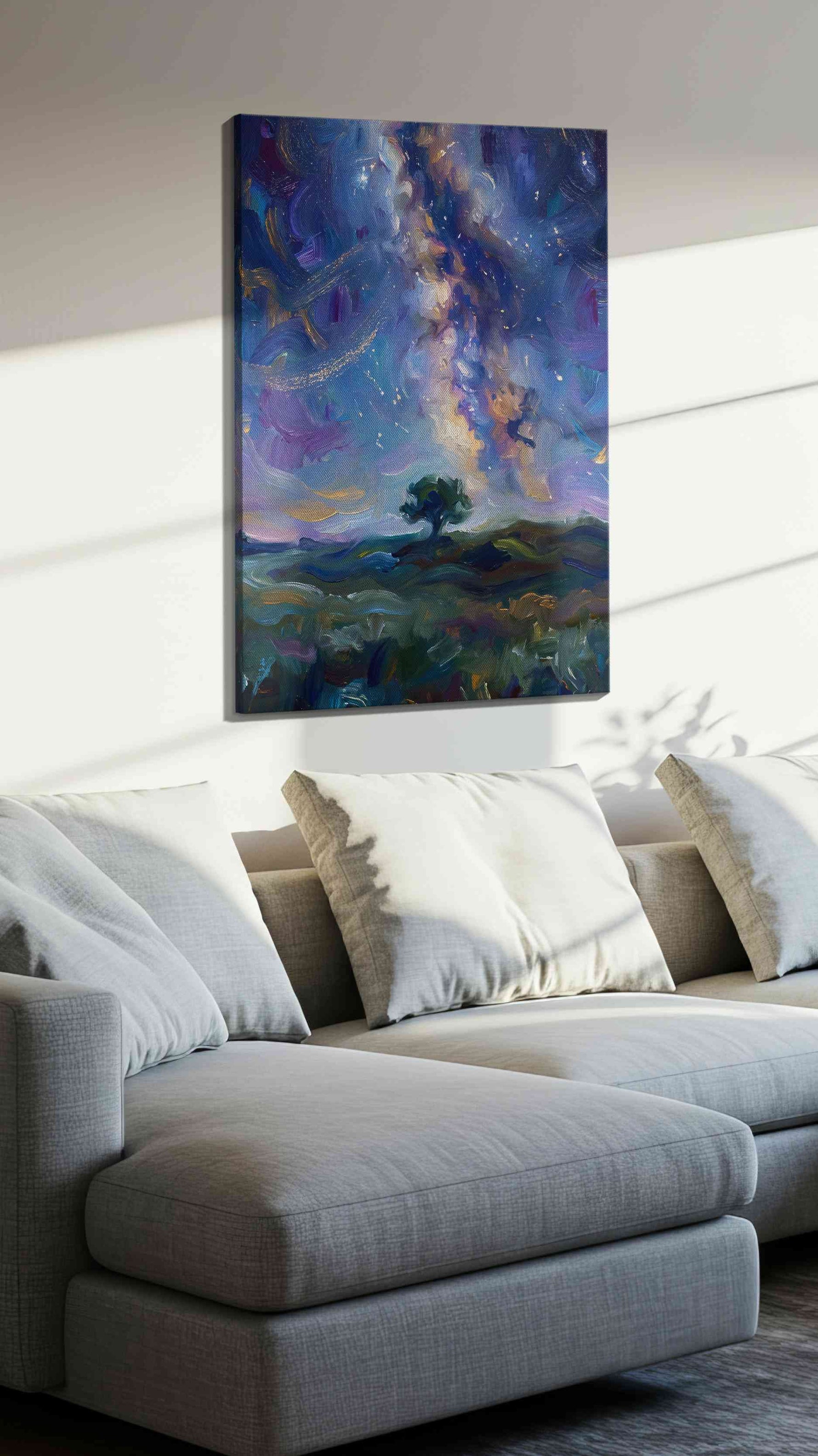Celestial Dreams Over Lone Tree – landscape canvas wall art, gallery-wrapped, ready to hang