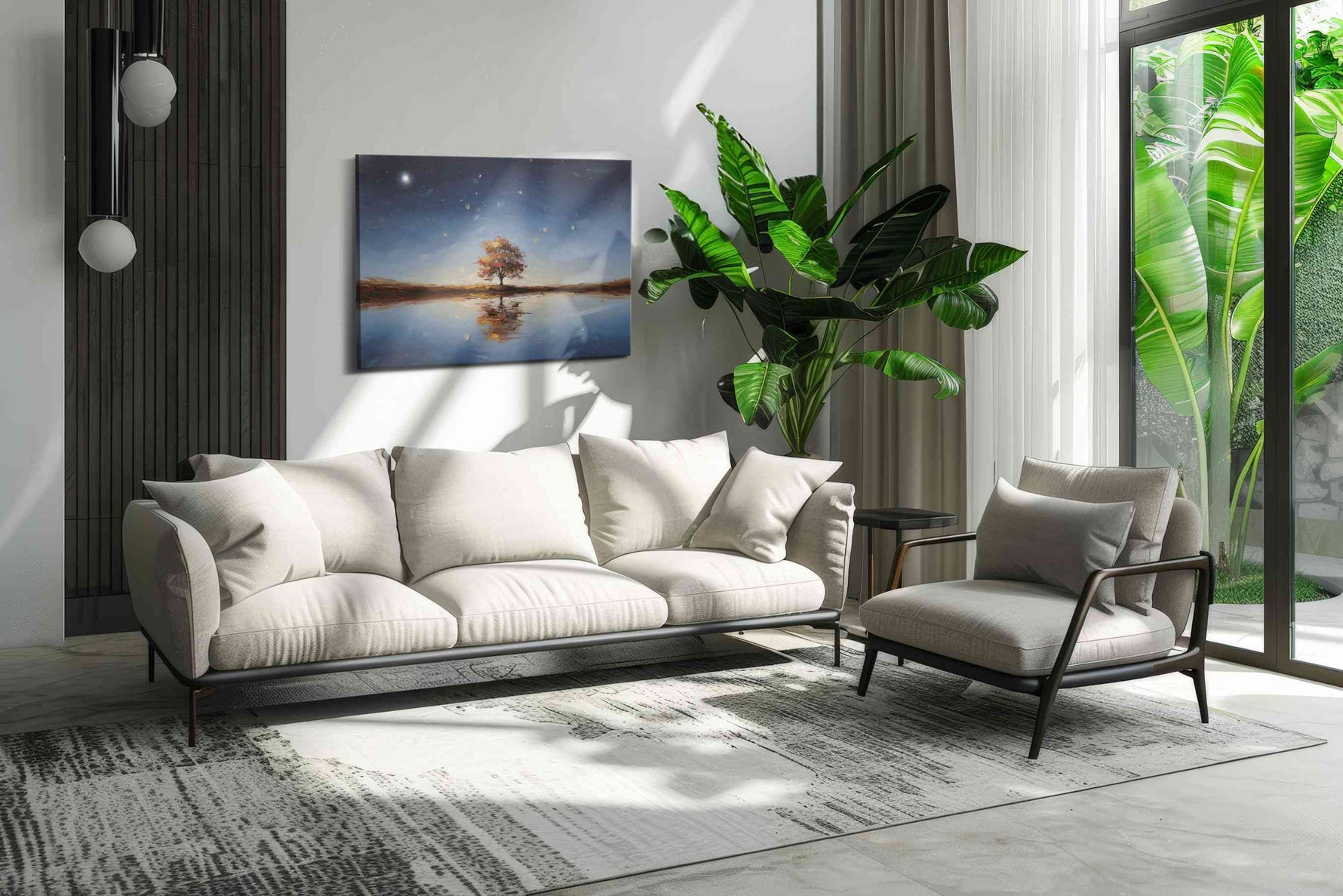 Celestial Reflection Symphony landscape canvas print in a hung canvas mockup