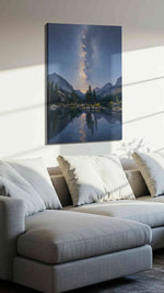 Celestial Reflections landscape canvas print, displayed in a living room