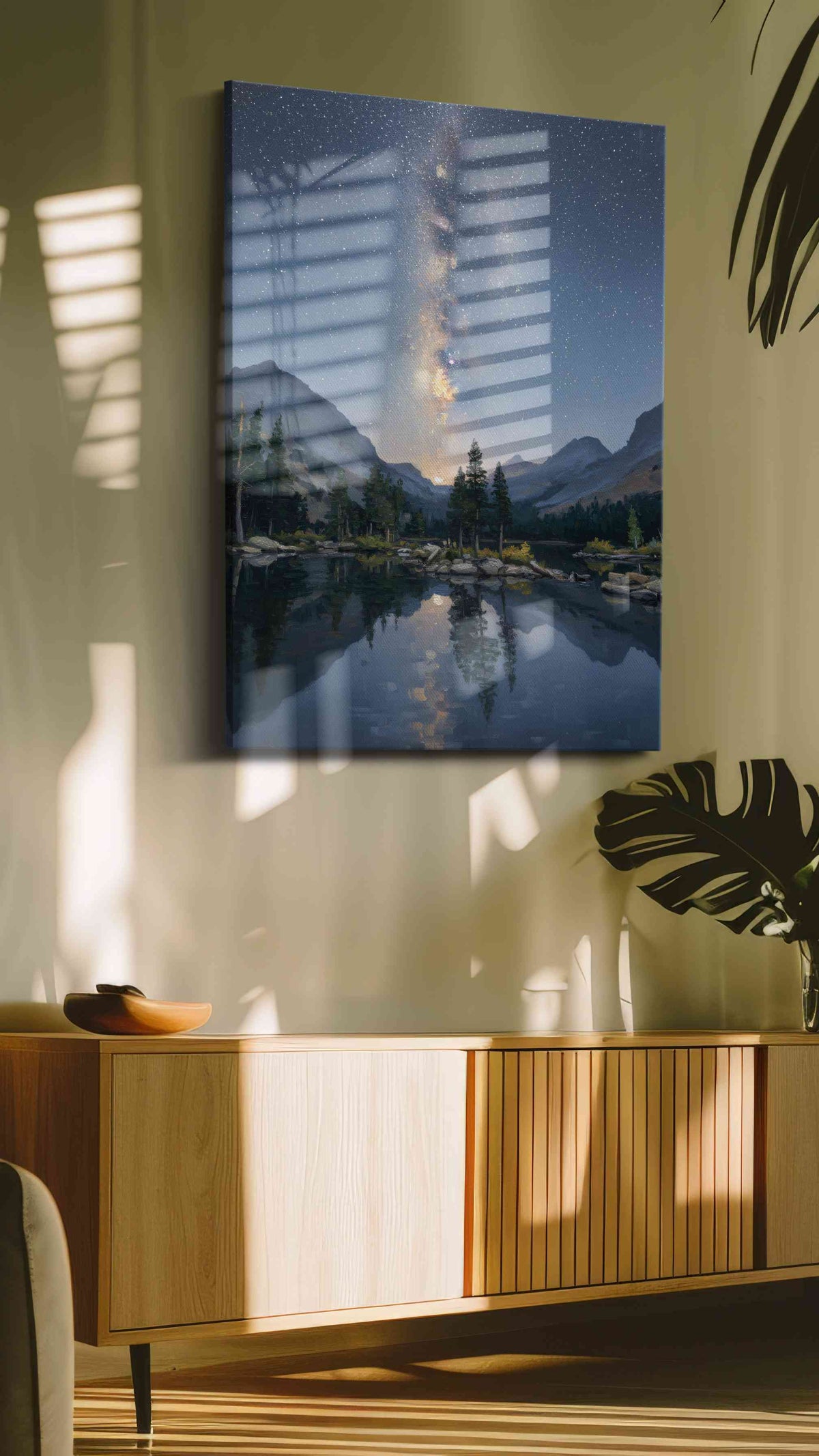 Celestial Reflections landscape canvas print in a contemporary interior mockup