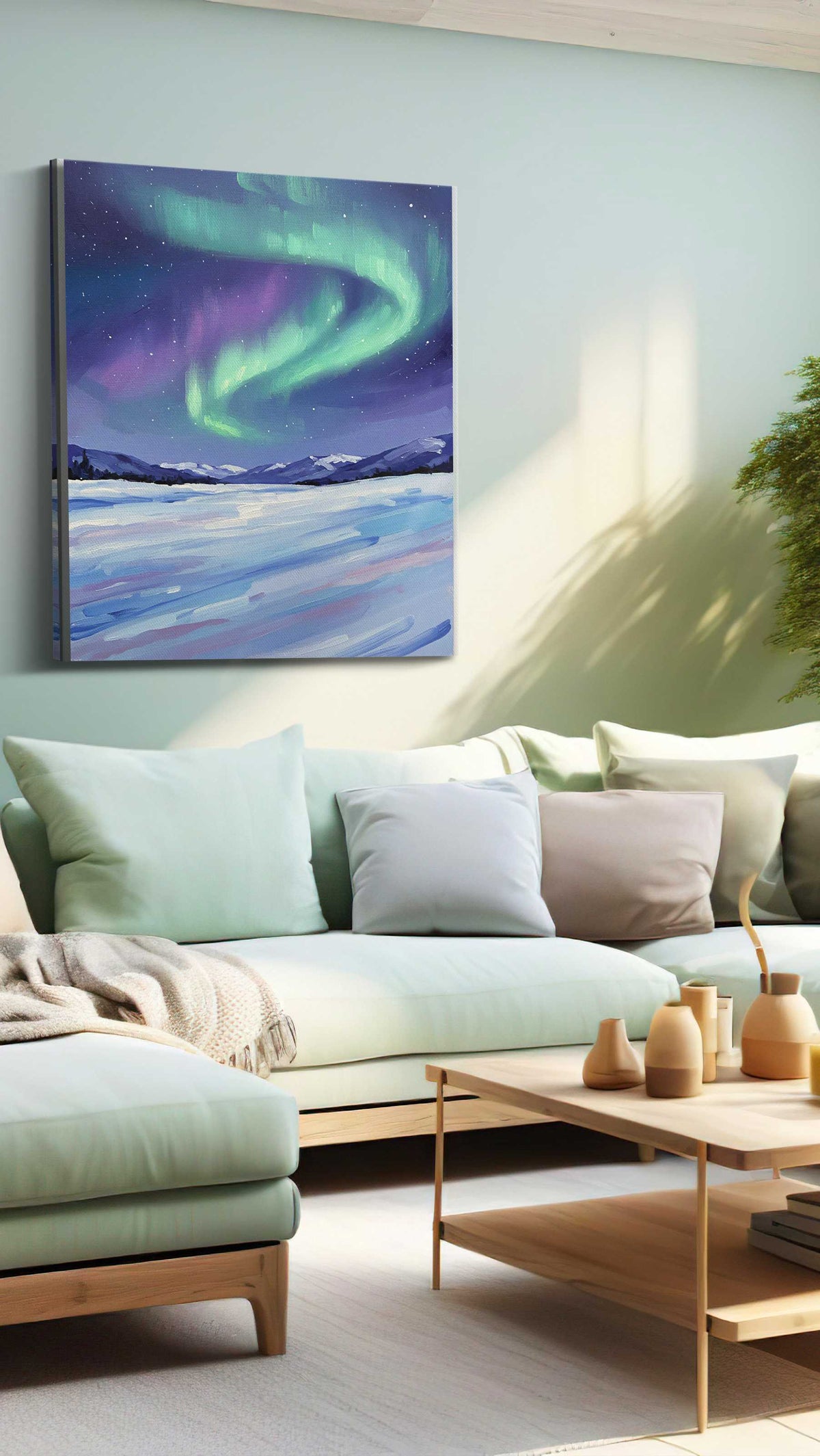 Celestial Symphony landscape canvas print, hanging on wall