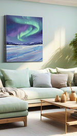 Celestial Symphony landscape canvas print, hanging on wall
