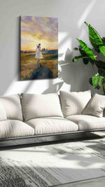 Chasing the Golden Horizon landscape canvas print, on wall, lifestyle preview