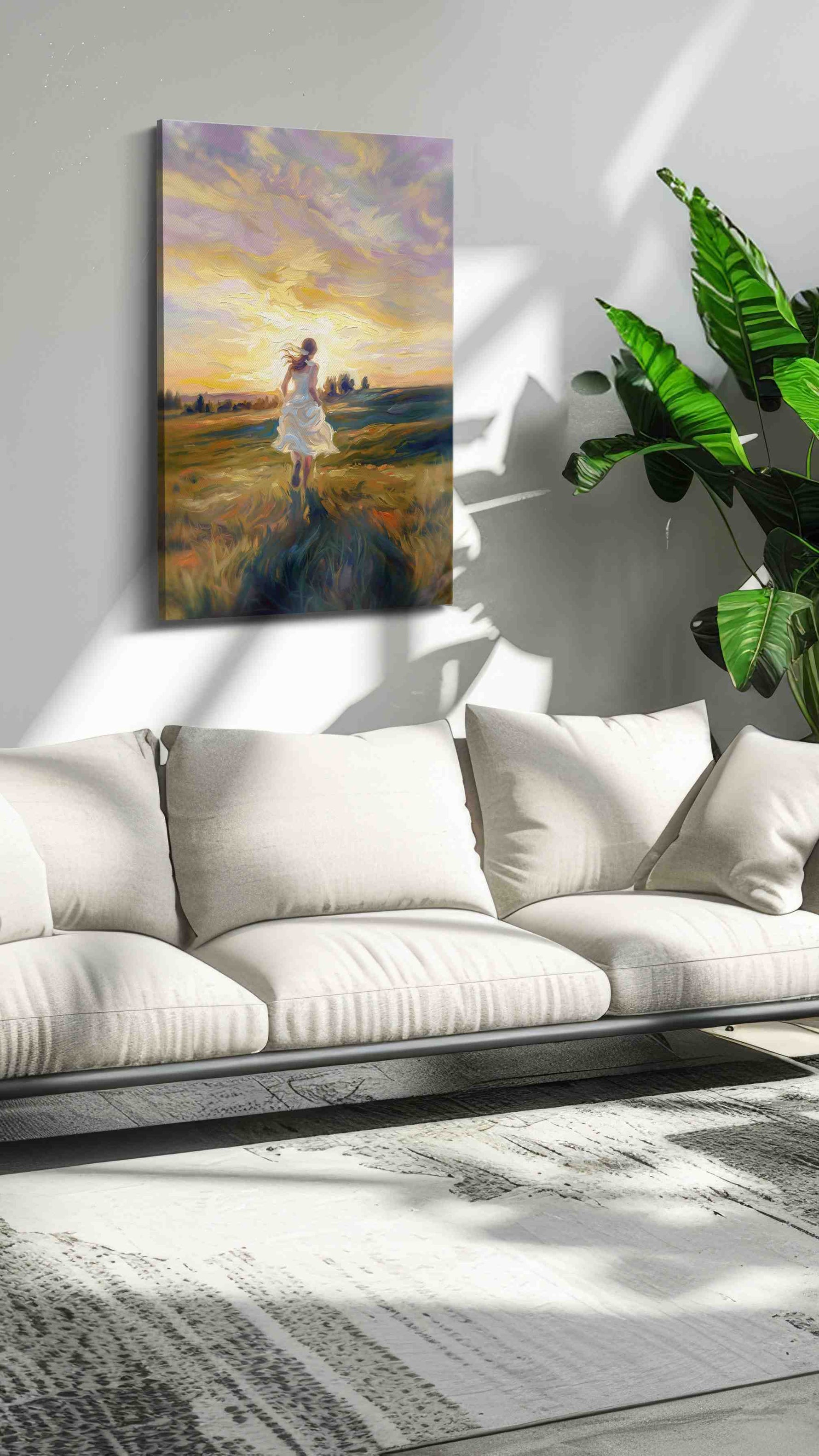 Chasing the Golden Horizon landscape canvas print, on wall, lifestyle preview