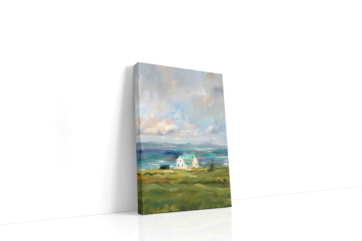 Coastal Serenity Symphony landscape canvas print gallery-wrapped portrait canvas studio shot