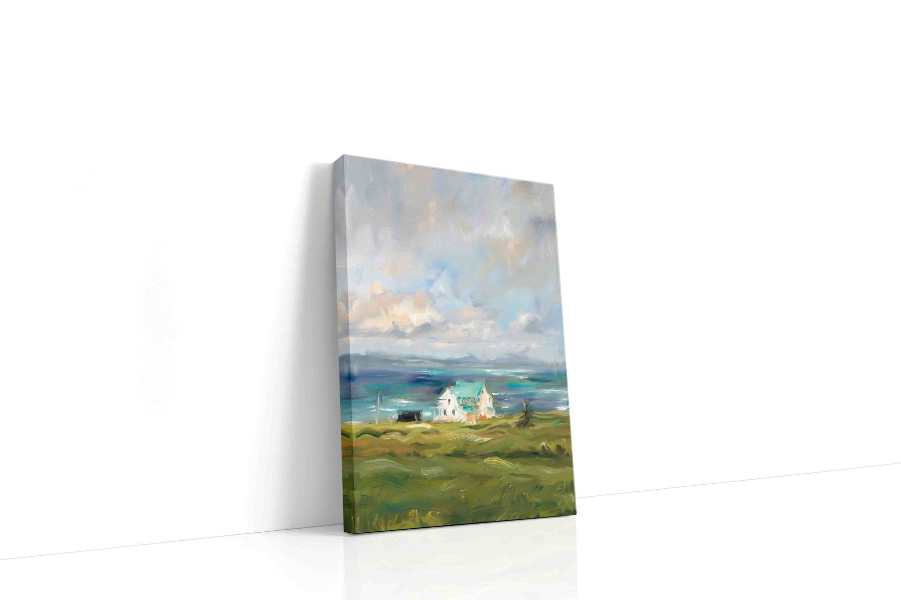 Coastal Serenity Symphony landscape canvas print gallery-wrapped portrait canvas studio shot