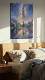 Cosmic Reflections Over Tranquil Waters landscape canvas print, gallery-wrapped, ready to hang — view 2