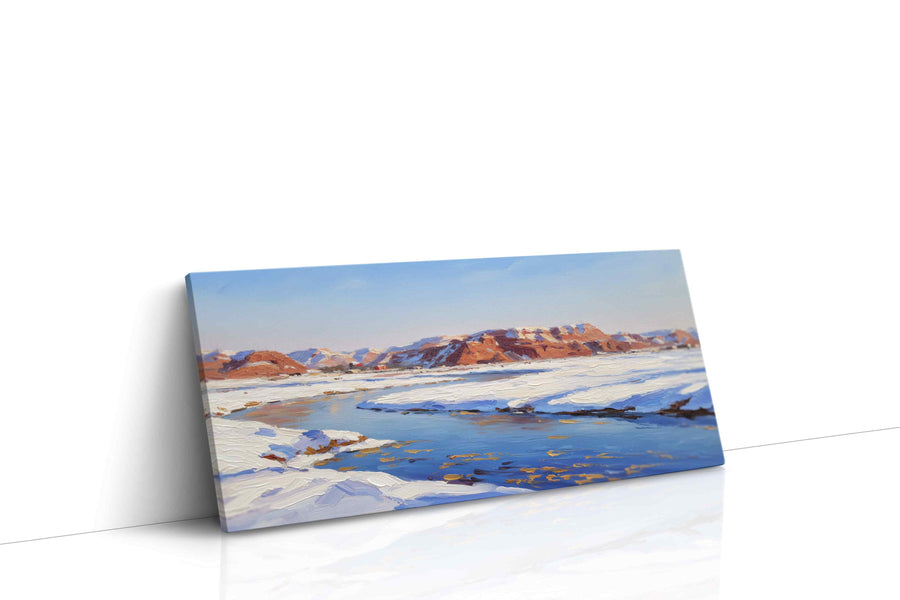 Crimson Peaks of Winter's Embrace winter canvas print, gallery-wrapped, ready to hang