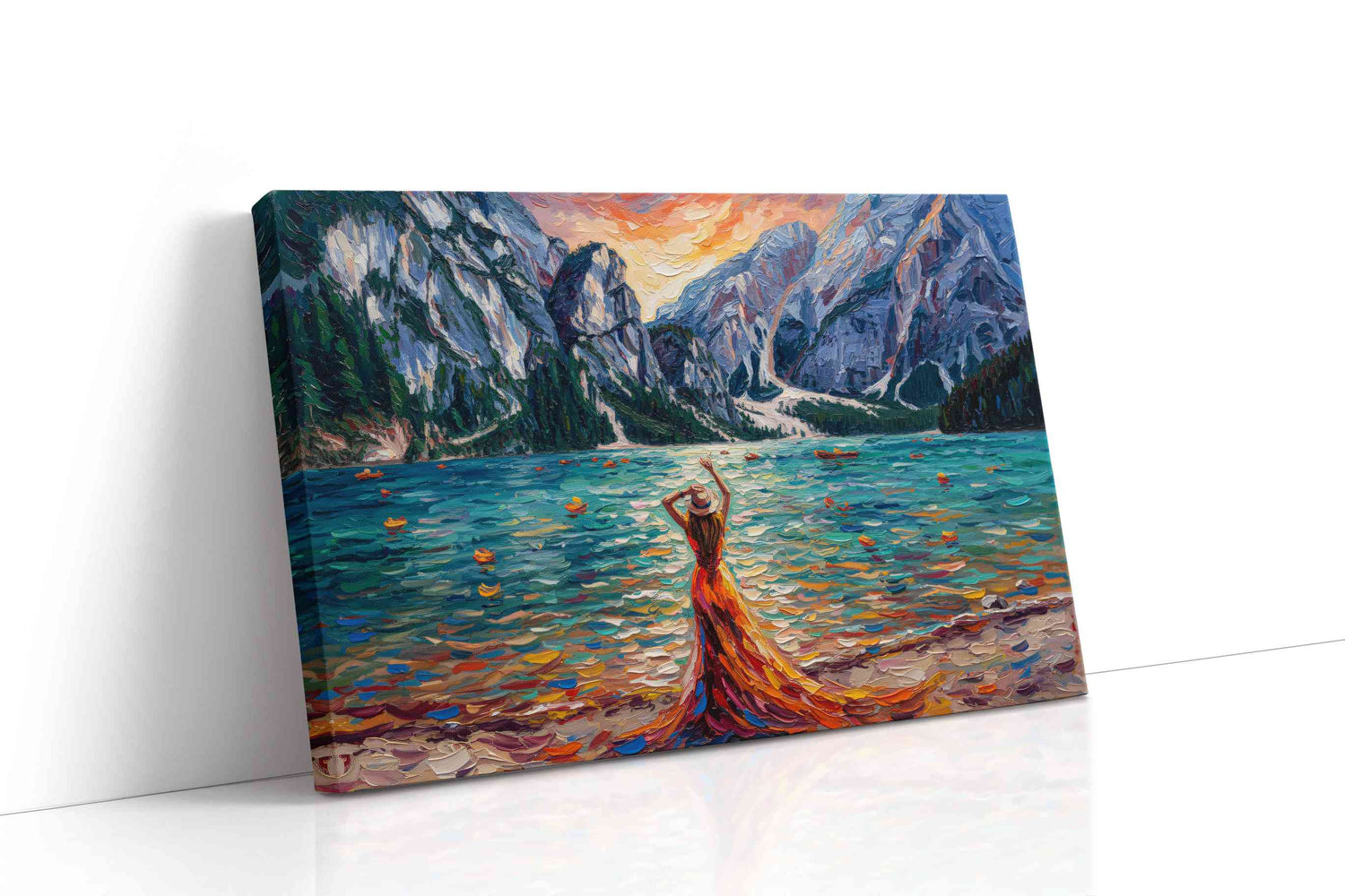 Dance of Colors by the Lake landscape canvas print, gallery-wrapped, ready to hang