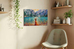 Dance of Colors by the Lake landscape canvas print, hanging on wall — view 2