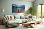 Dance of Colors by the Lake landscape canvas print shown in a wall scene