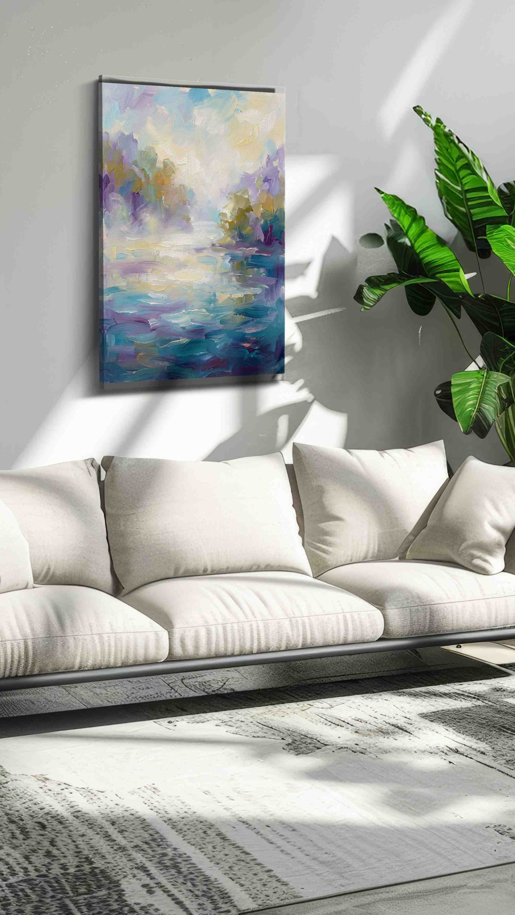 Dreams of a Misty Morning landscape canvas print, on wall, lifestyle preview