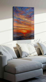 Embers of the Horizon landscape canvas print, displayed in a living room