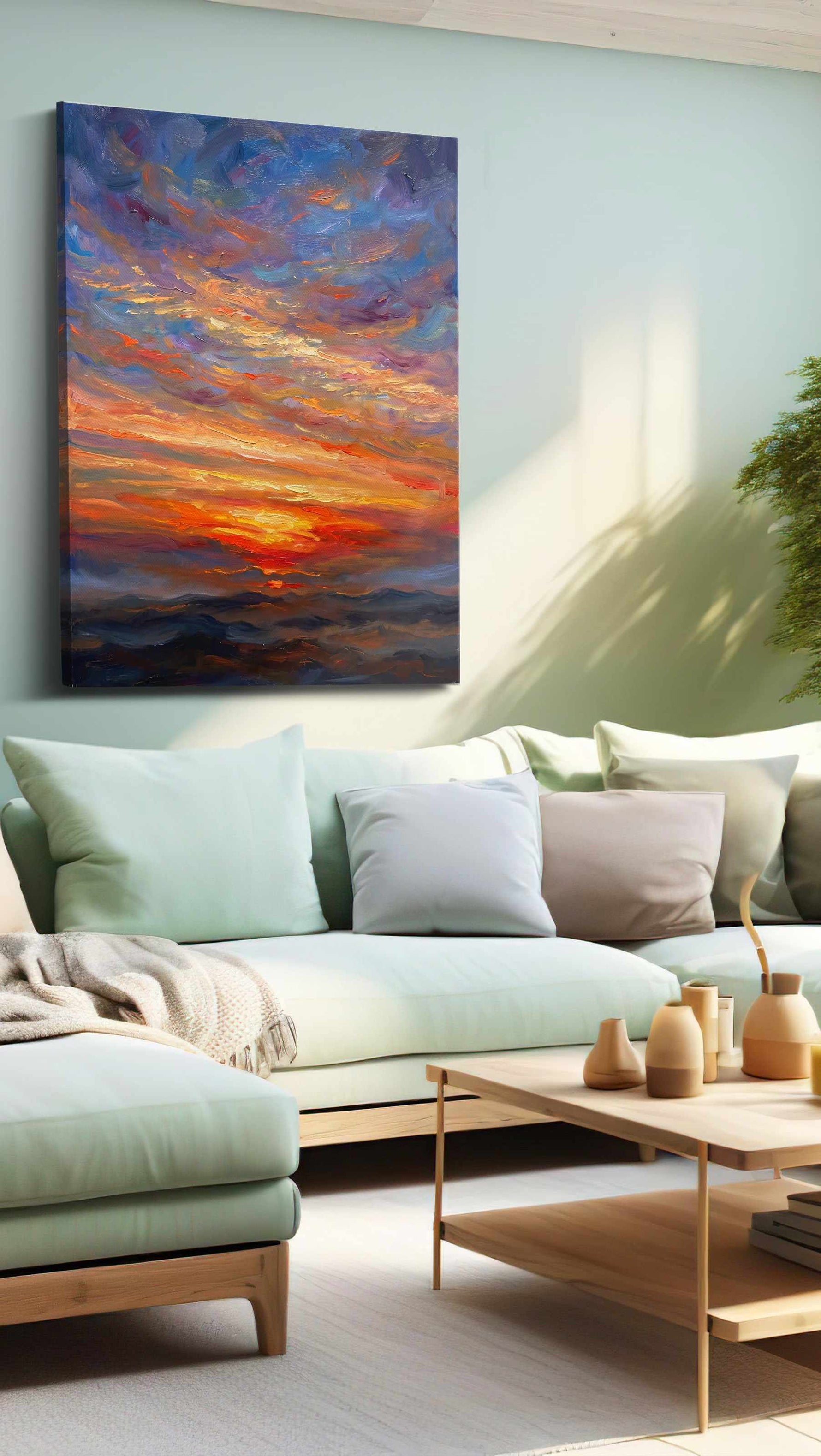 Embers of the Horizon landscape canvas print, hanging on wall