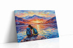 Embrace at Sunset Shores romance canvas print gallery-wrapped landscape canvas studio shot