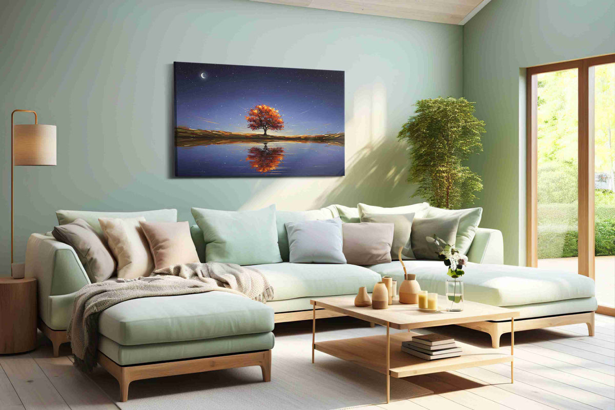 Eternal Autumn Reflections landscape canvas print, hanging on wall