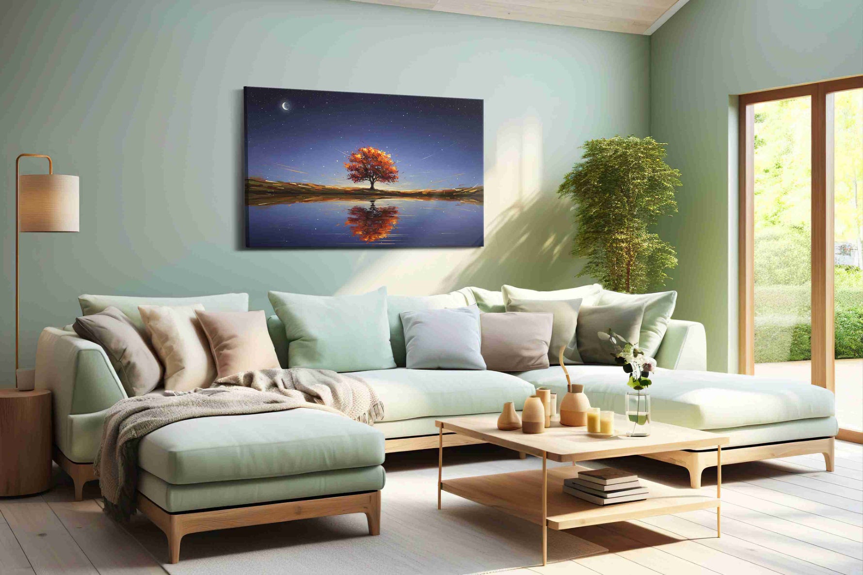 Eternal Autumn Reflections landscape canvas print, hanging on wall