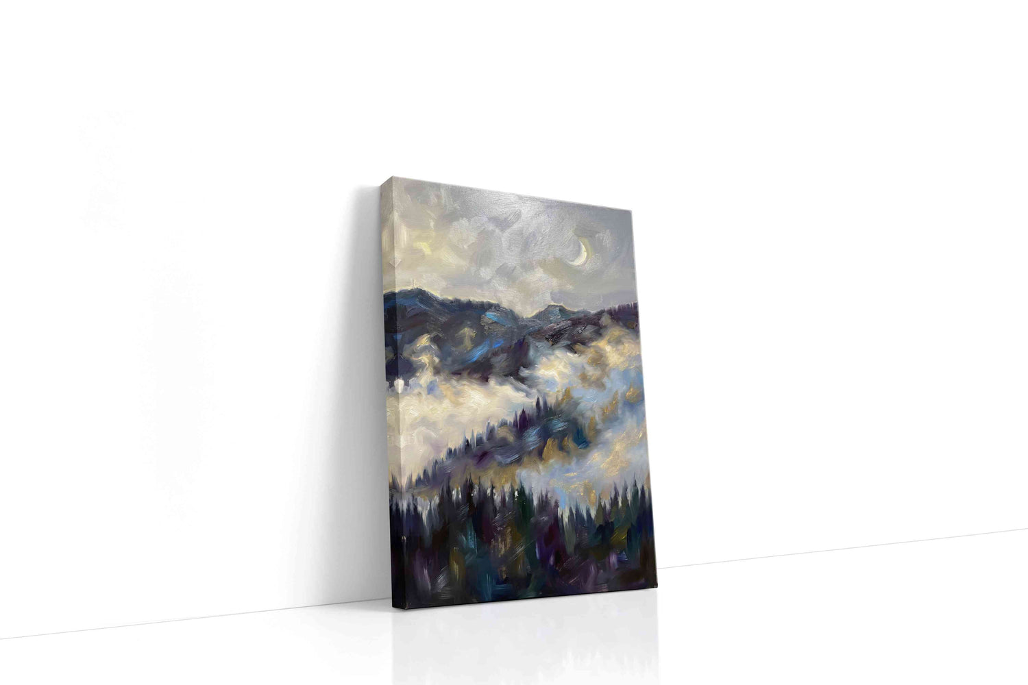 Ethereal Mountain Mist landscape canvas print, gallery-wrapped, ready to hang