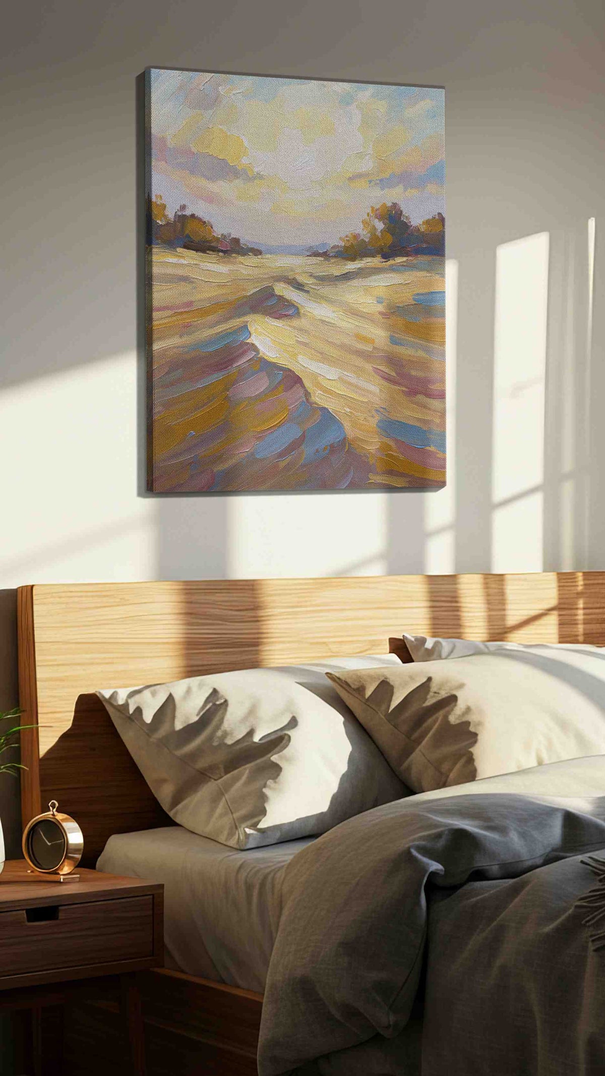 Golden Horizon Symphony – landscape canvas wall art, gallery-wrapped, ready to hang