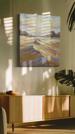 Golden Horizon Symphony landscape canvas print, on wall, lifestyle preview