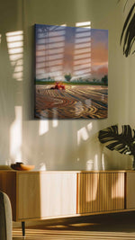 Harvest Dreams at Dusk landscape canvas print, on wall, lifestyle preview