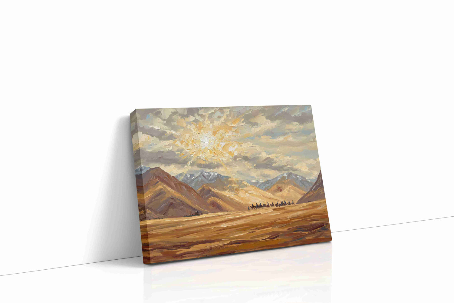 Journey Through the Golden Peaks landscape canvas print, gallery-wrapped, ready to hang