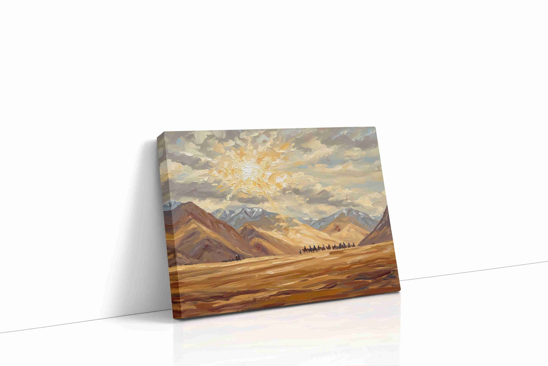 Journey Through the Golden Peaks landscape canvas print, gallery-wrapped, ready to hang