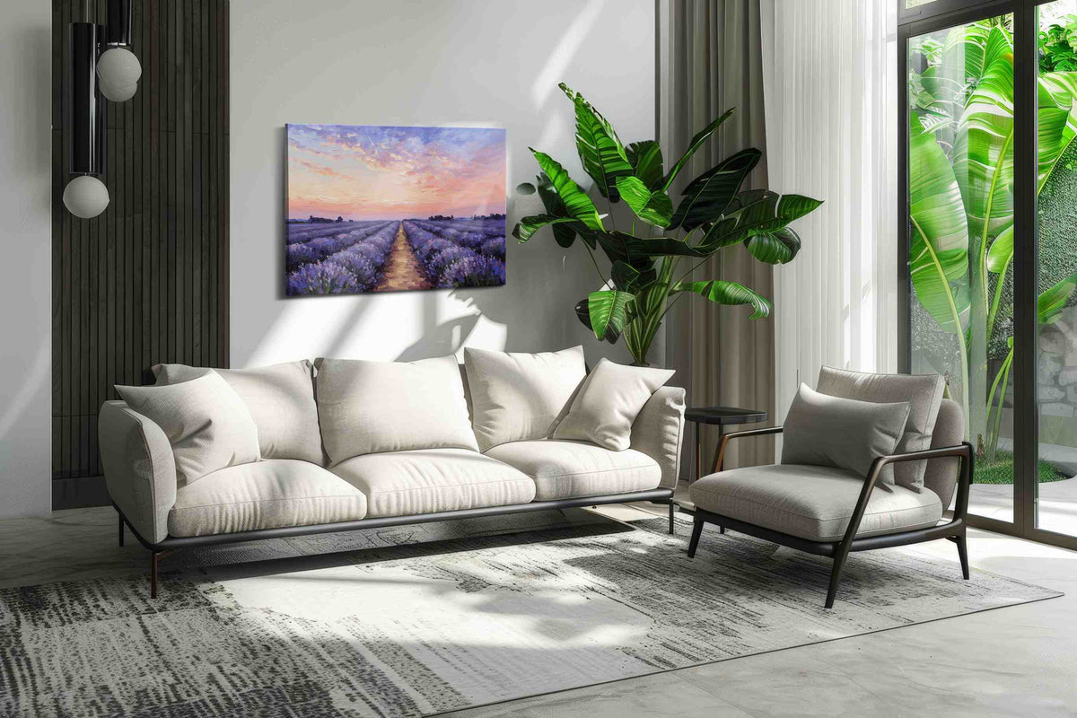 Lavender Horizon Bliss landscape canvas print, on wall, lifestyle preview