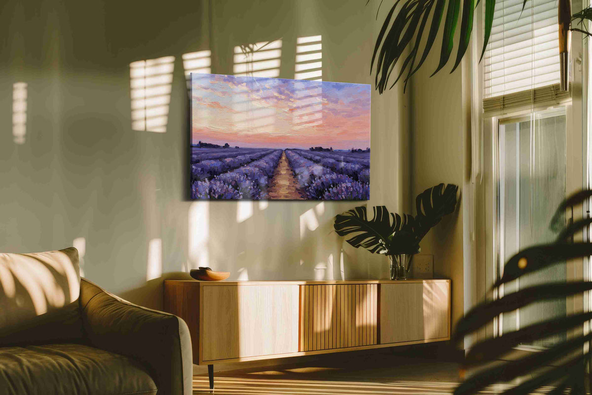Lavender Horizon Bliss landscape canvas print in a contemporary interior mockup