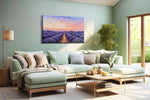 Lavender Horizon Bliss landscape canvas print, hanging on wall