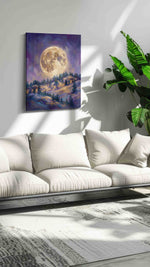 Lunar Glow Over Pines – landscape canvas wall art, gallery-wrapped, ready to hang