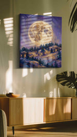 Lunar Glow Over Pines landscape canvas print, on wall, lifestyle preview