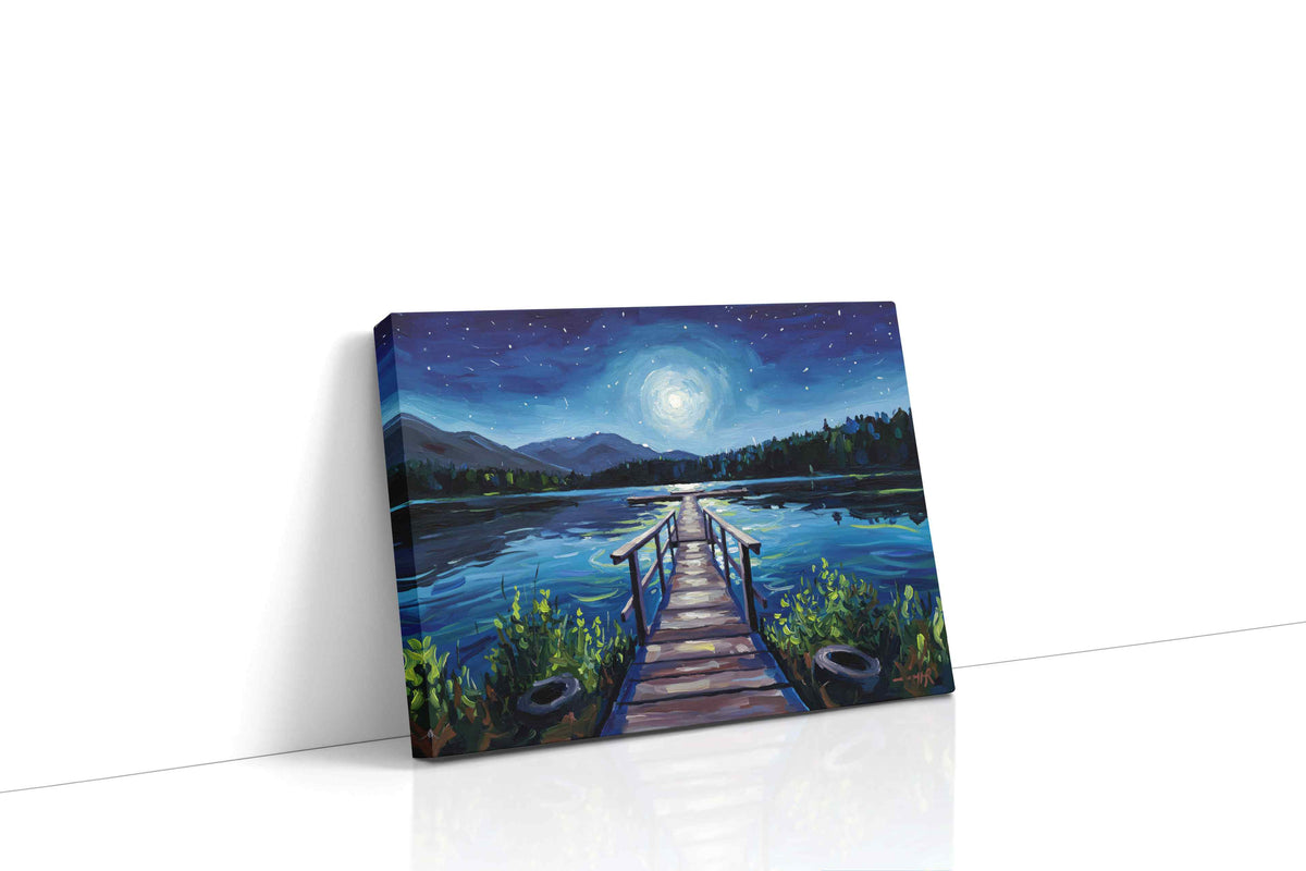 Lunar Reflections Over Tranquil Waters landscape canvas print gallery-wrapped landscape canvas studio shot