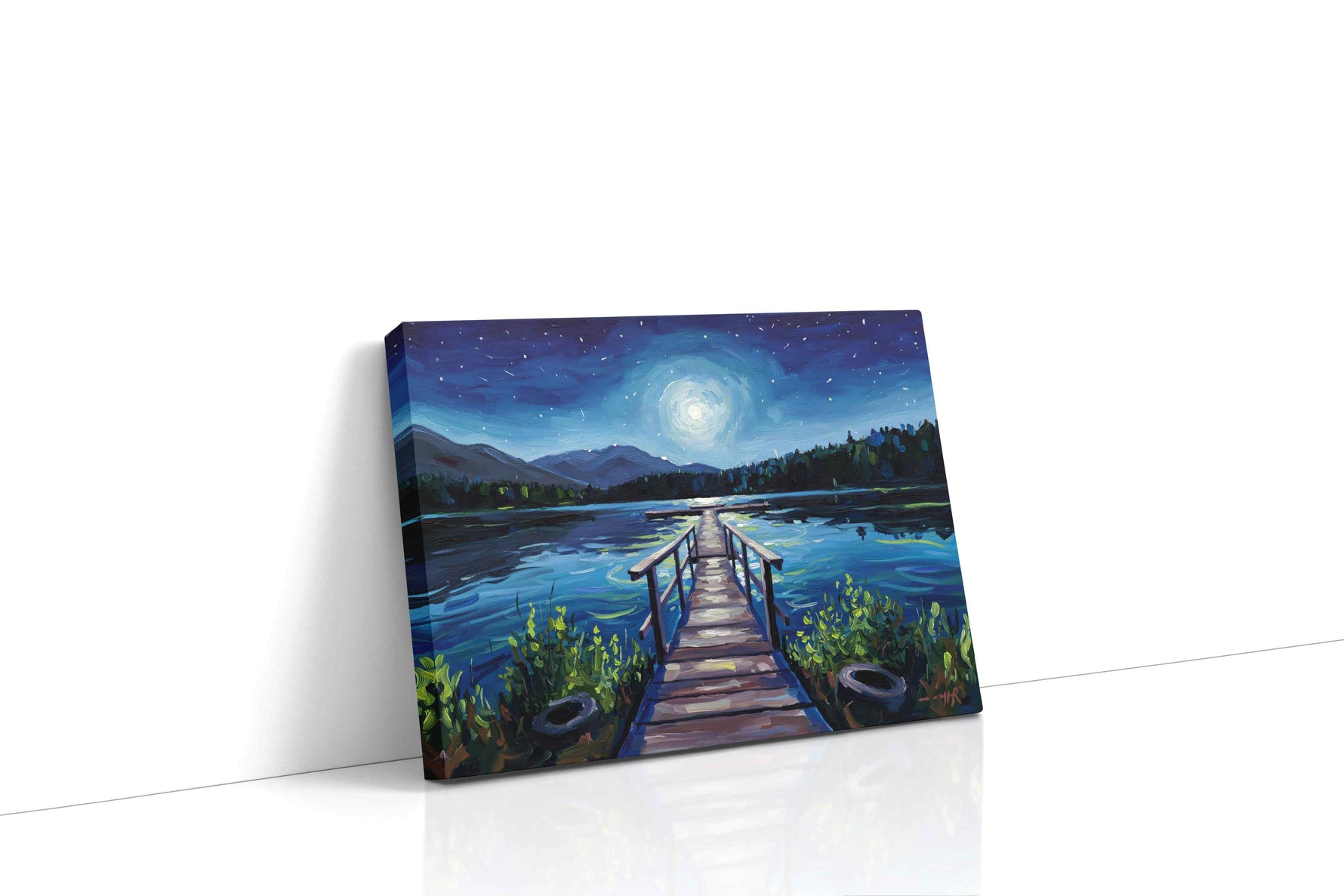 Lunar Reflections Over Tranquil Waters landscape canvas print gallery-wrapped landscape canvas studio shot