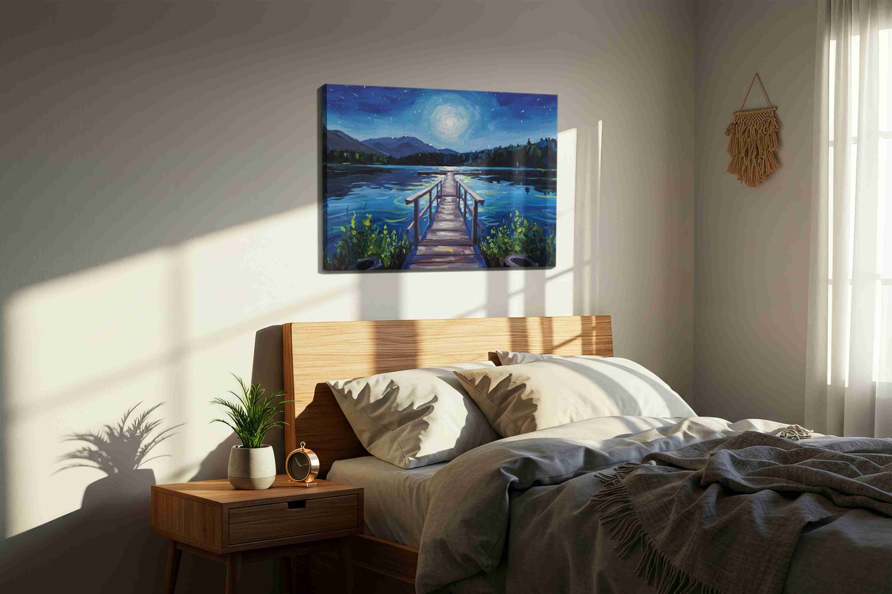 Lunar Reflections Over Tranquil Waters landscape canvas print, gallery-wrapped, ready to hang — view 2