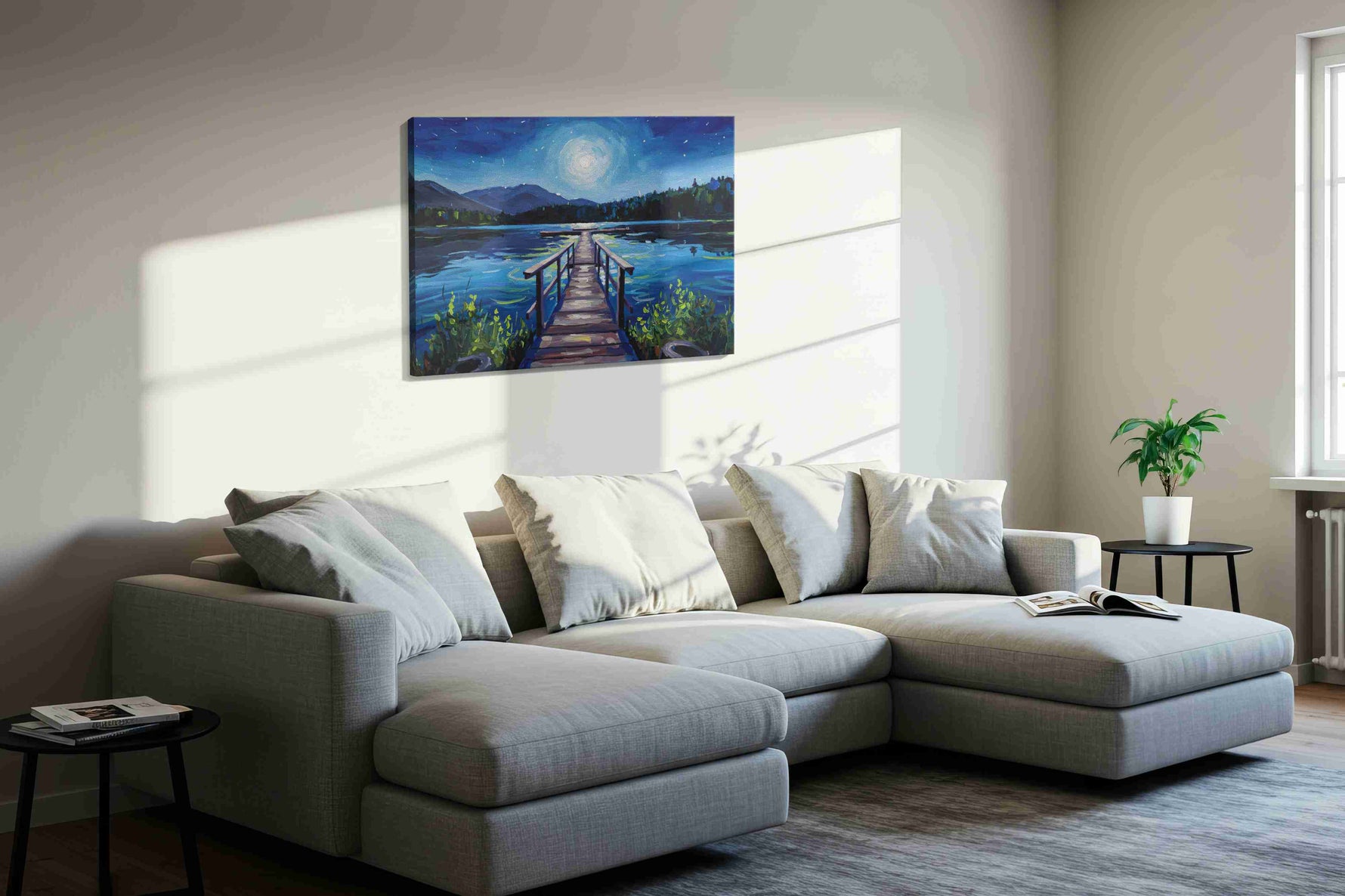 Lunar Reflections Over Tranquil Waters landscape canvas print, gallery-wrapped, ready to hang — view 4