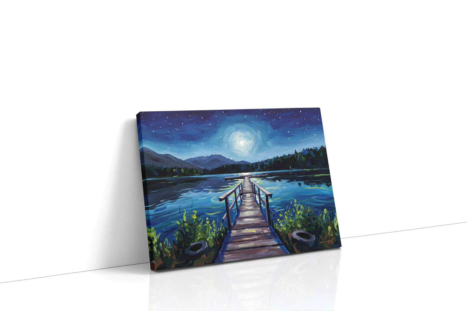 Lunar Reflections Over Tranquil Waters landscape canvas print, gallery-wrapped, ready to hang