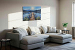 Moonlit Lake Serenity landscape canvas print in a living room scene