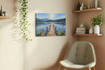 Moonlit Lake Serenity landscape canvas print, displayed in a living room