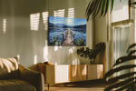 Moonlit Lake Serenity landscape canvas print, on wall, lifestyle preview