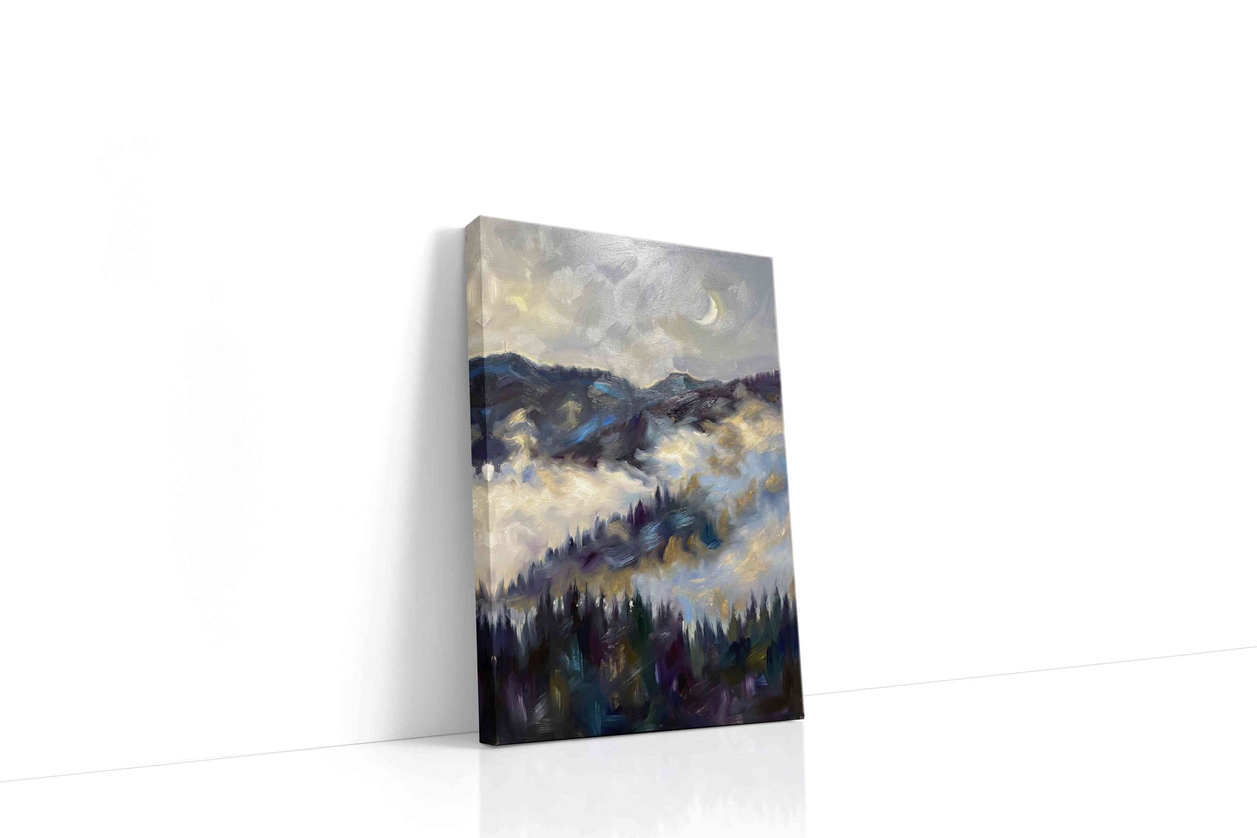 Mystical Mist Over the Peaks landscape canvas print, gallery-wrapped, ready to hang