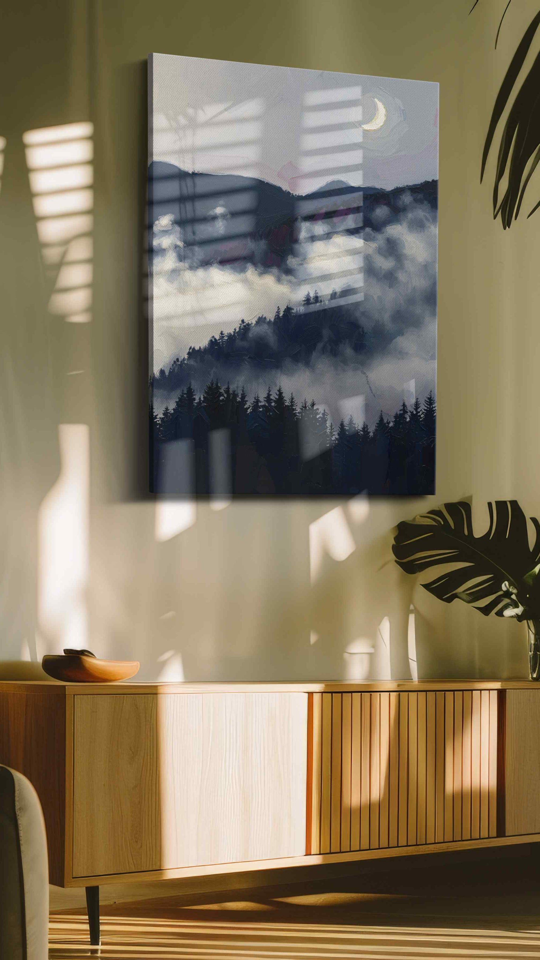 Mystical Mountain Veil landscape canvas print, on wall, lifestyle preview