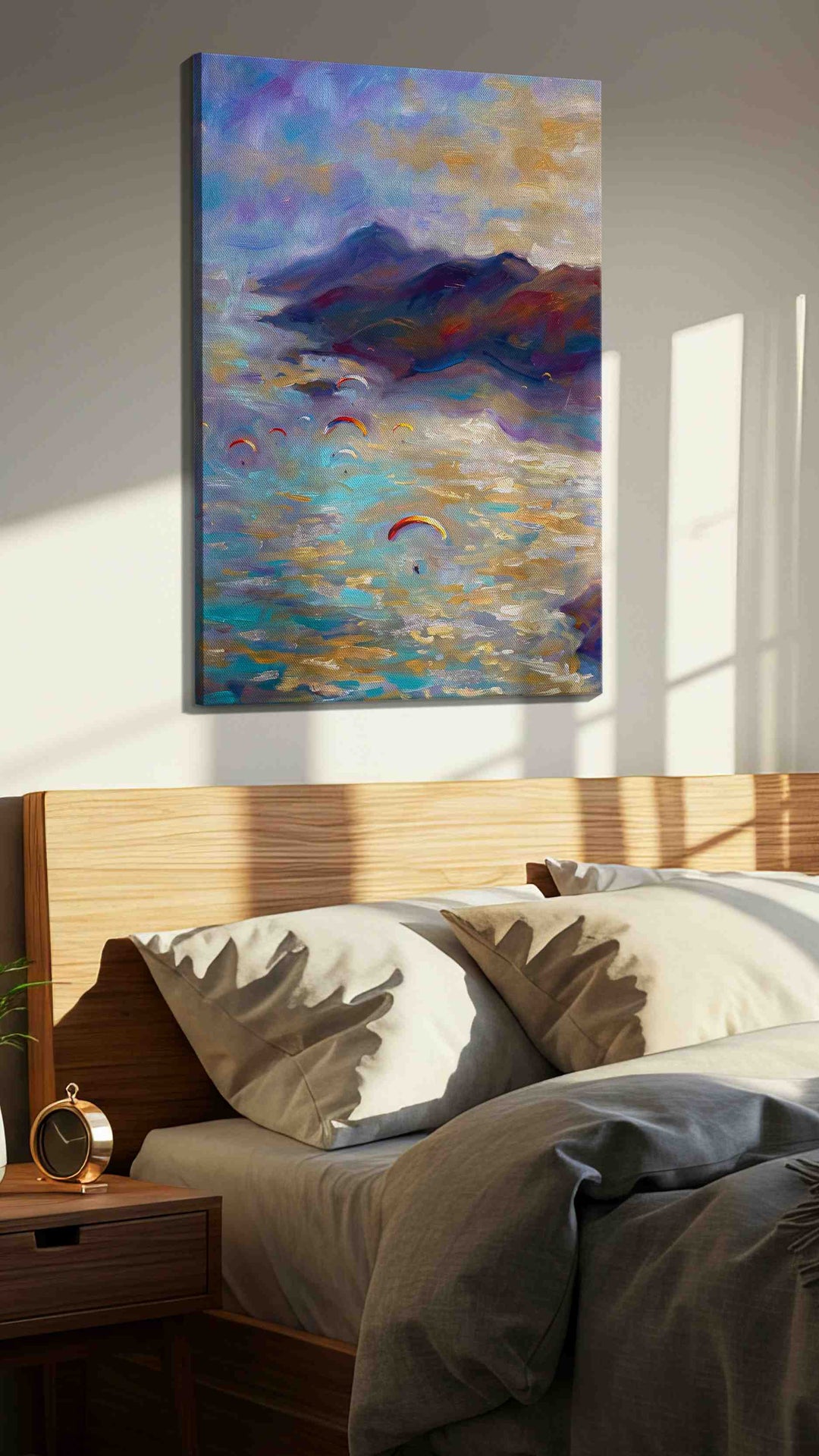 Paragliders at Dusk – landscape canvas wall art, gallery-wrapped, ready to hang
