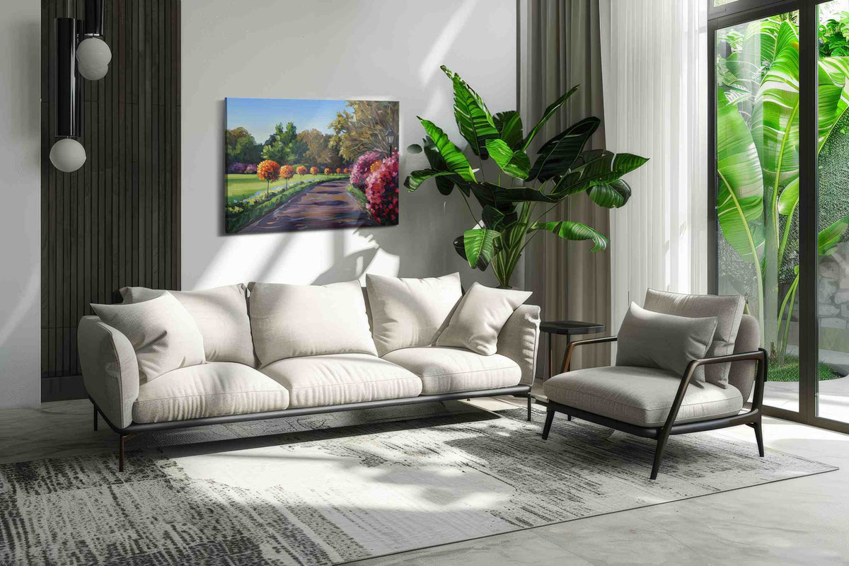 Pathway of Blossoms landscape canvas print, on wall, lifestyle preview