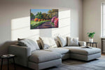 Pathway of Blossoms II landscape canvas print in a living room scene