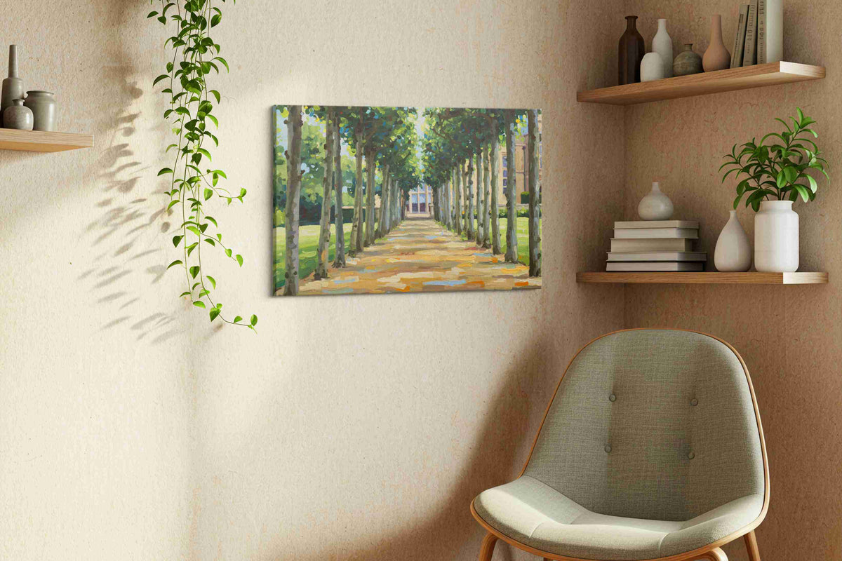 Pathway to Serenity landscape canvas print in a living room scene